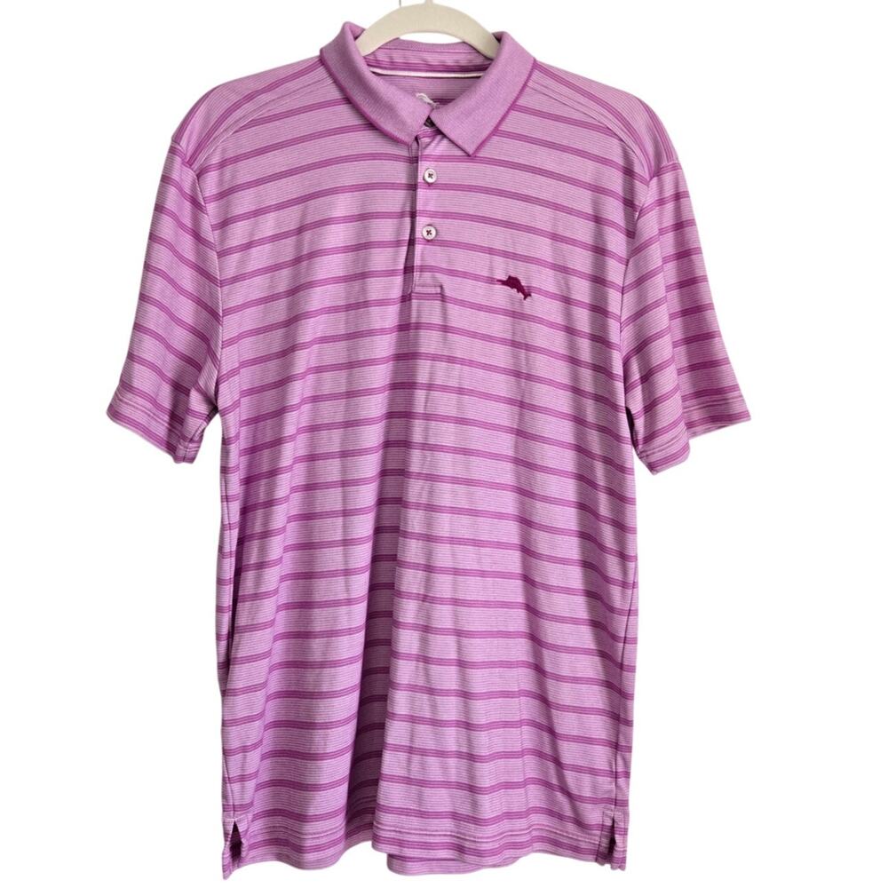 Tommy Bahama Golf Resort Casual Striped Short Sleeve Polo Embroidered Logo M